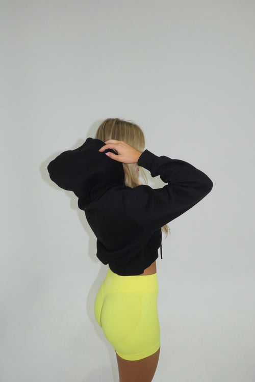 Amara Cropped Hoodie - Black