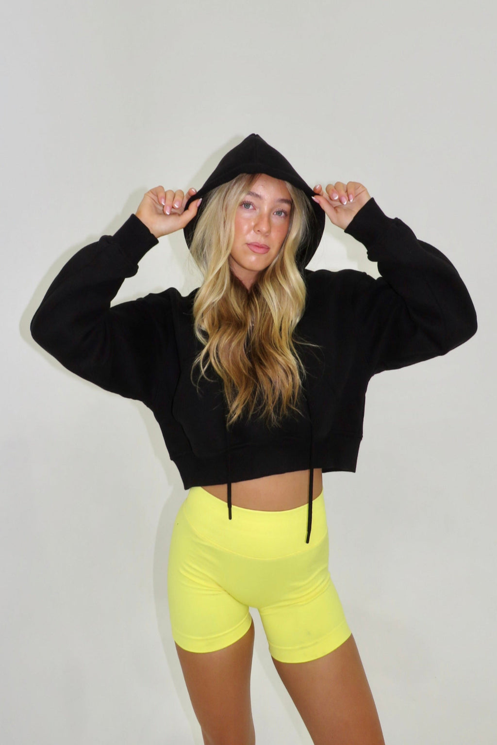 Amara Cropped Hoodie - Black
