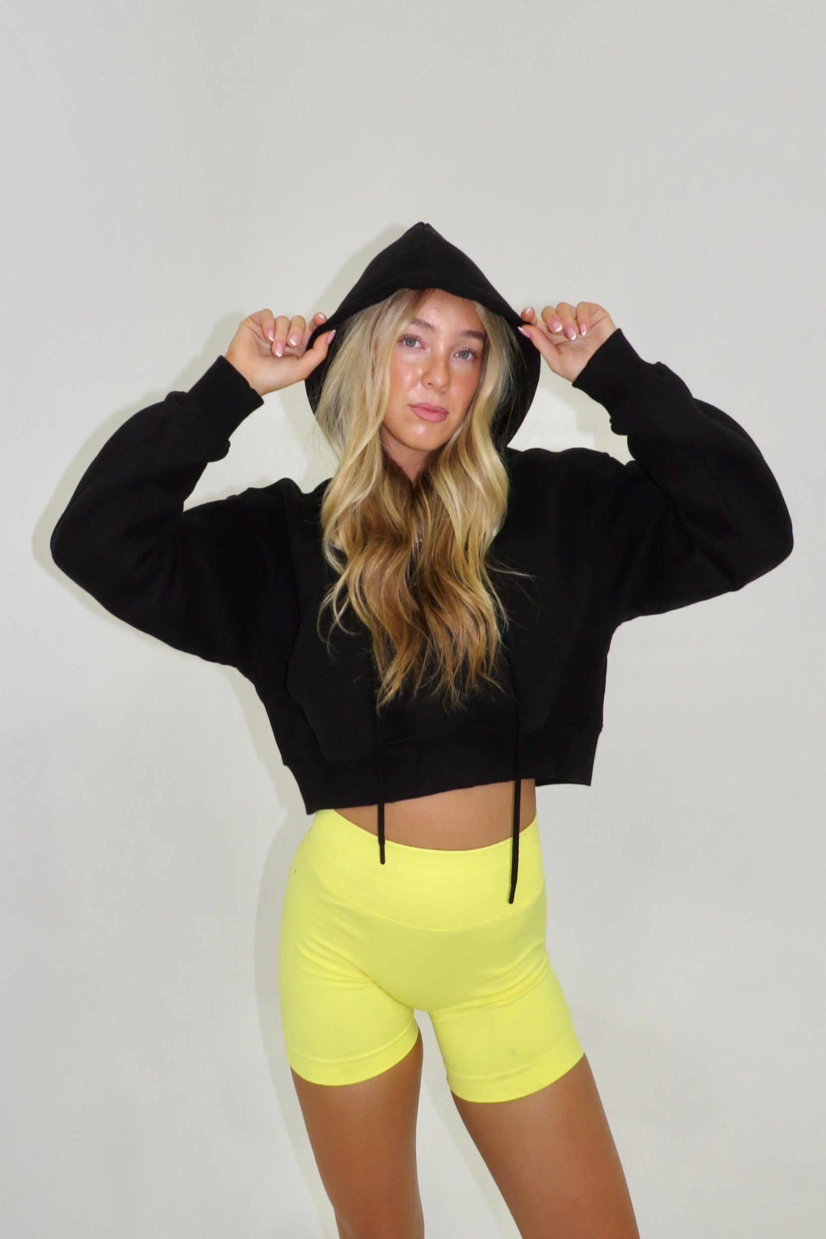 Amara Cropped Hoodie - Black