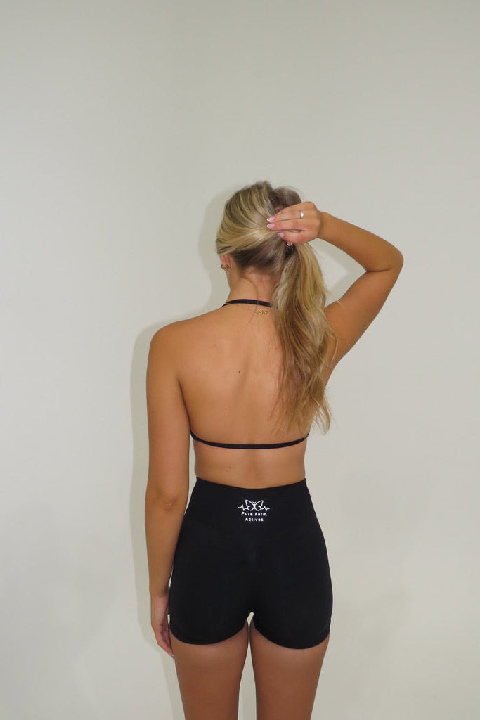 Harper Halter Crop - Black