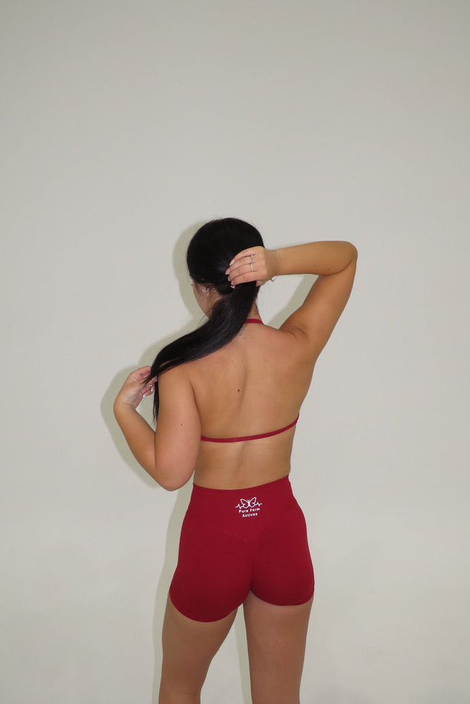 Poppy Halter Crop - Red