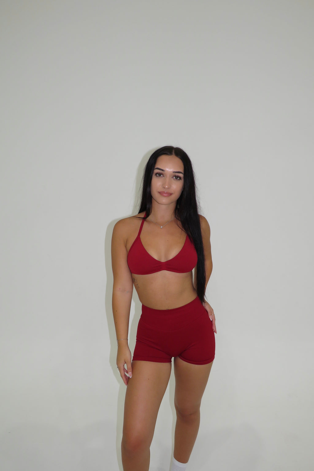 Poppy Halter Crop - Red